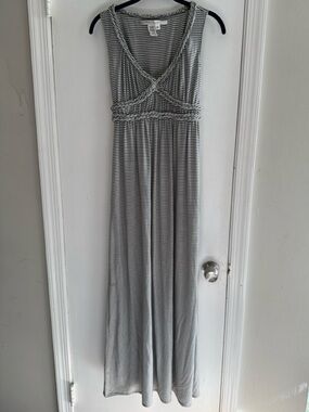 Max Studio Black and White Striped Braided-Detail Sleeveless Maxi Dress Size Sma
